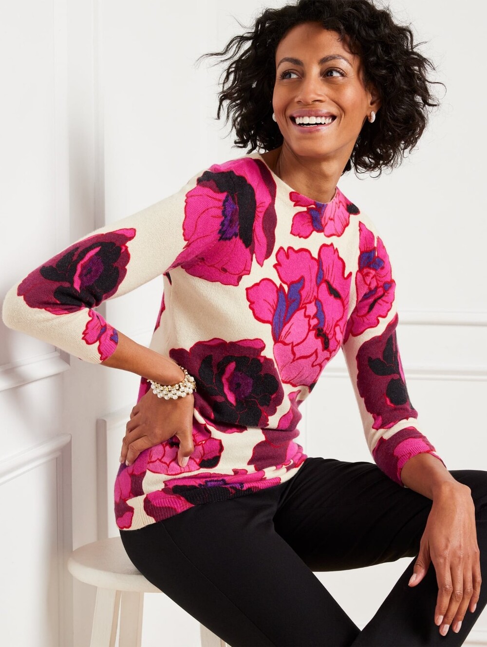 Talbots Audrey Cashmere Sweater - Blooming Floral ** Size XL